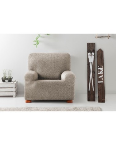 Housse de fauteuil extensible taupe 80 - 130 cm