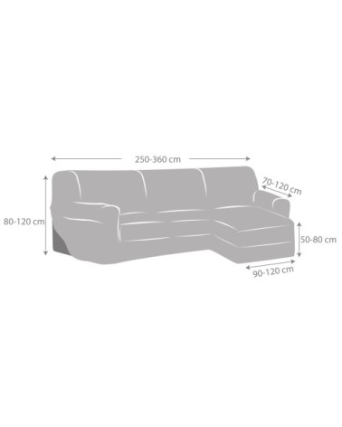 Housse de canapé en L droite b/c marron 250 - 360 cm
