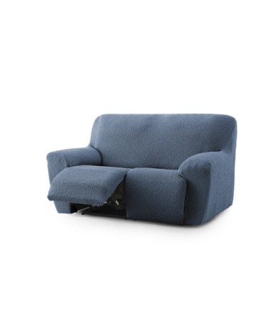 Housse de canapé 2 places relax extensible bleu 150 - 200
