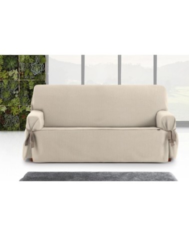 Housse de canapé 2 places avec des rubans écru 140 - 180 cm