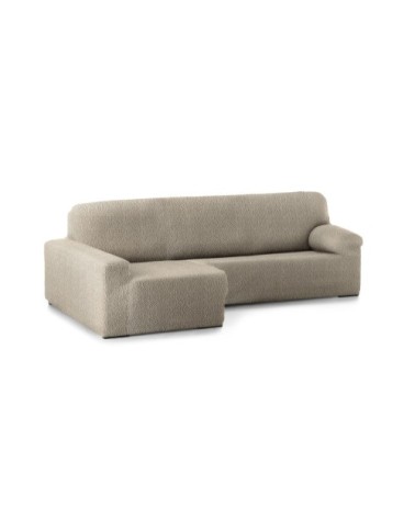 Housse de canapé en L gauche extensible taupe 250 - 360 cm