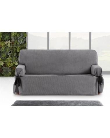 Housse de canapé 3 places avec des rubans gris foncé 180 - 230 cm