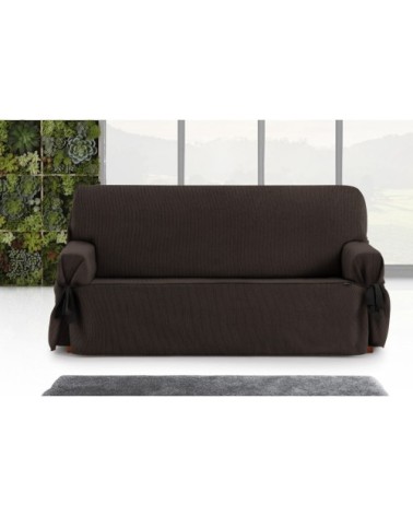 Housse de canapé 2 places avec des rubans marron 140 - 180 cm