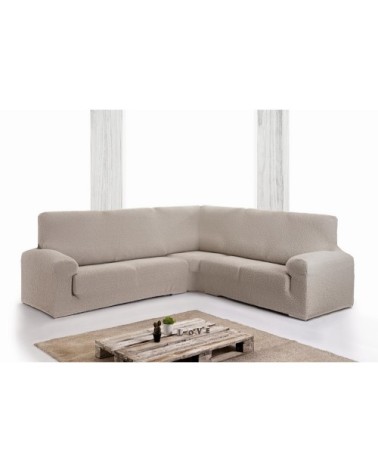 Housse de canapé en coin 3+1 places beige 450 cm