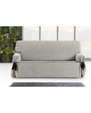 Housse de canapé 3 places avec des rubans gris clair 180 - 230 cm