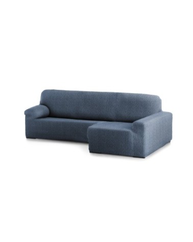 Housse de canapé en L droite extensible bleu 250 - 360 cm