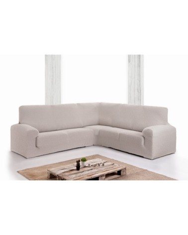 Housse de canapé en coin 3+1 places écru 450 cm