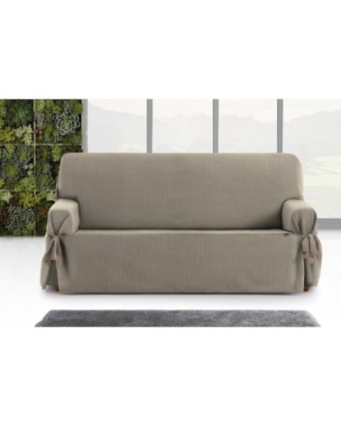 Housse de canapé 3 places avec des rubans taupe 180 - 230 cm