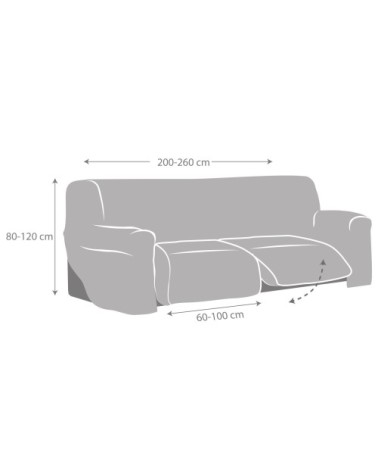 Housse de canapé 3 places relax extensible bleu 200 - 260 cm