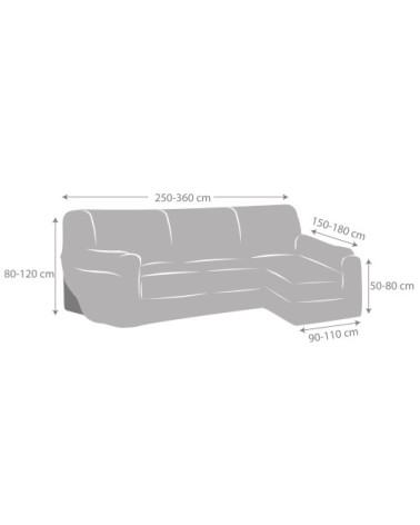 Housse de canapé en L droite extensible gris foncé 250 - 360 cm