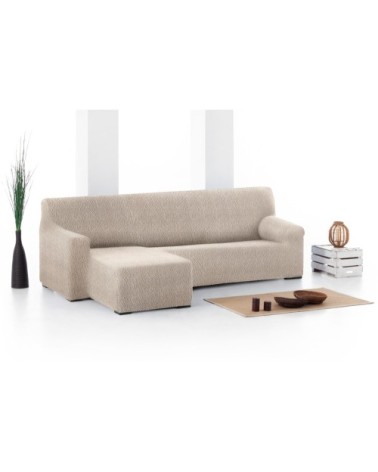 Housse de canapé en L gauche b/c écru 250 - 360 cm