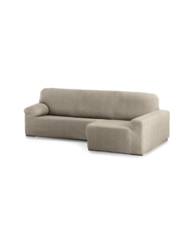 Housse de canapé en L droite extensible taupe 250 - 360 cm