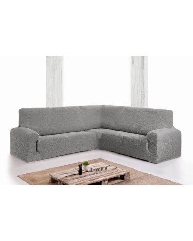 Housse de canapé en coin 3+2 places gris clair 600 cm