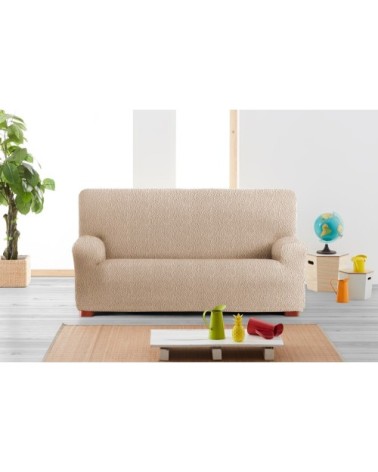 Housse de canapé 2 places extensible beige 140 - 200 cm