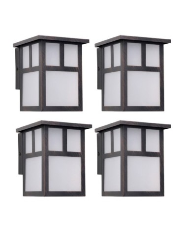 Applique Murale Style Japonais E27 Marron Rouille (4 pcs) Osaka