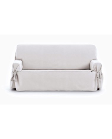 Housse de canapé 2 places avec des rubans blanc 140 - 180 cm