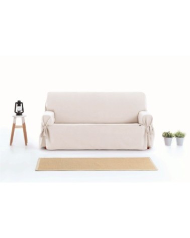 Housse de canapé 2 places avec des rubans blanc 140 - 180 cm